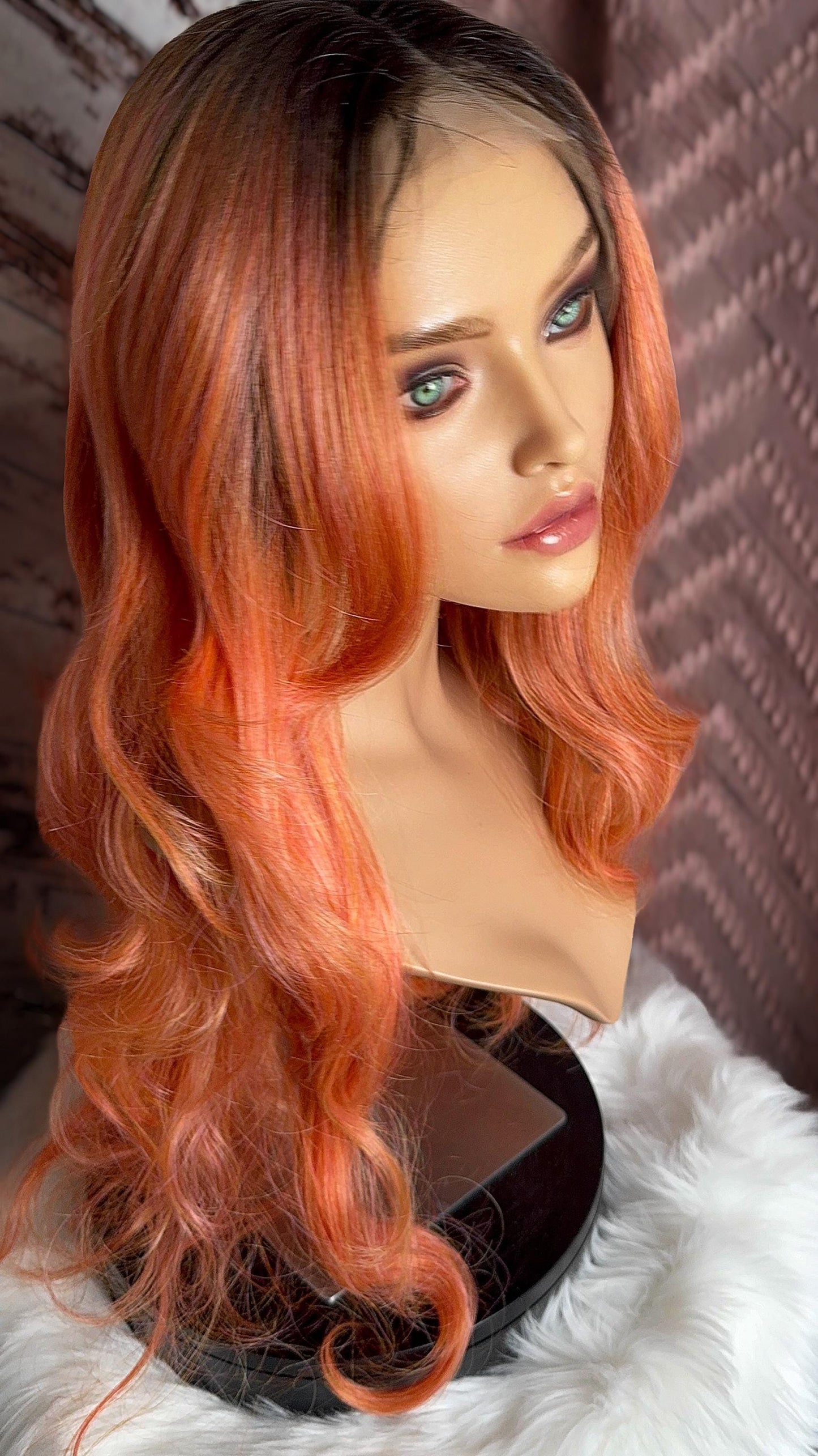 Electric Jane Electric Tangerine Color Layers Side Bang Mono Top Frontal Wig HD Lace Wig Synthetic The Wig Witch EDM Festival Hair
