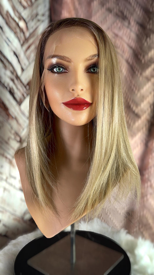 Honesty Swiss Lace Mono Top Frontal Natural  Blonde Rooted Shades Hand Tied Lace Front The Wig Witch