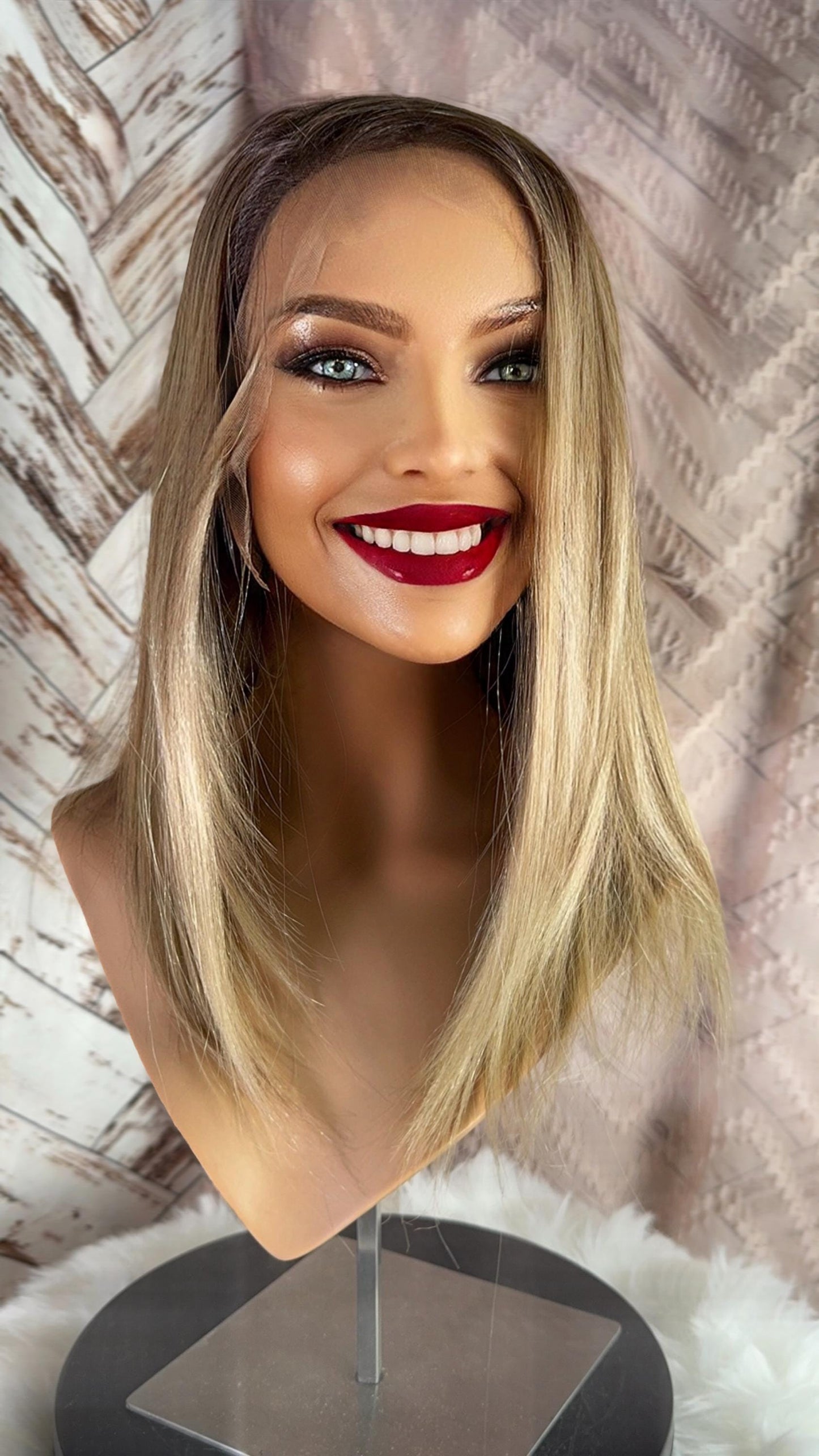 Honesty Swiss Lace Mono Top Frontal Natural  Blonde Rooted Shades Hand Tied Lace Front The Wig Witch