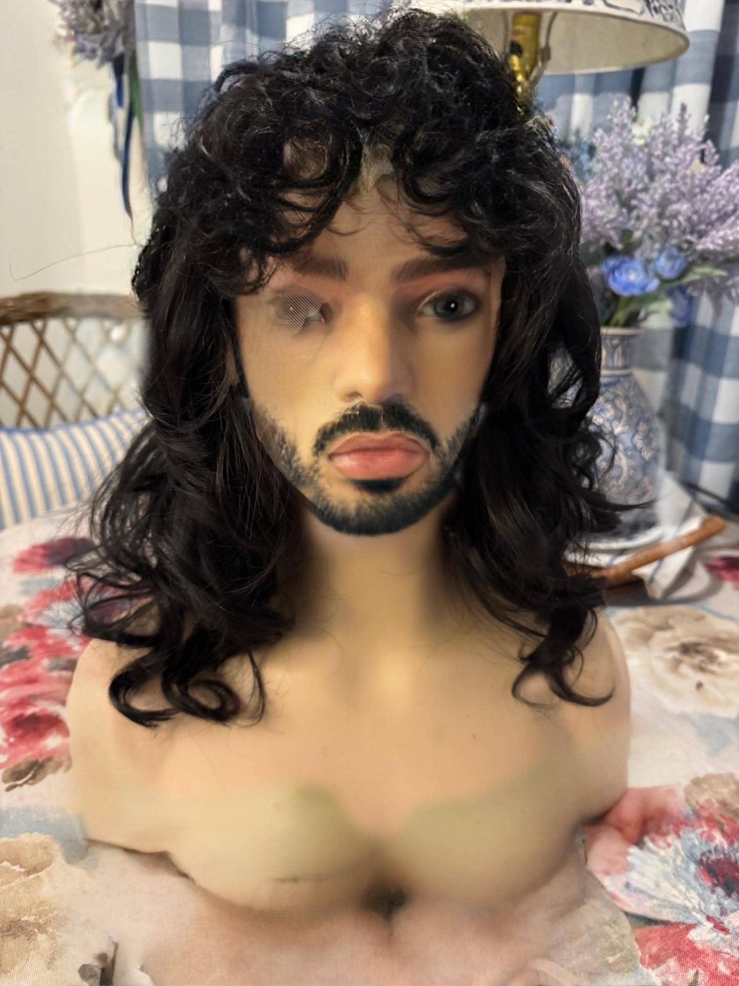 Cat Stevens Lace Front Musician Wig Folk Rock Metal 60’s 70’s 80’s Costume Stage Wig Long Large Cap Unisex Men’s Darkest Brown Wig