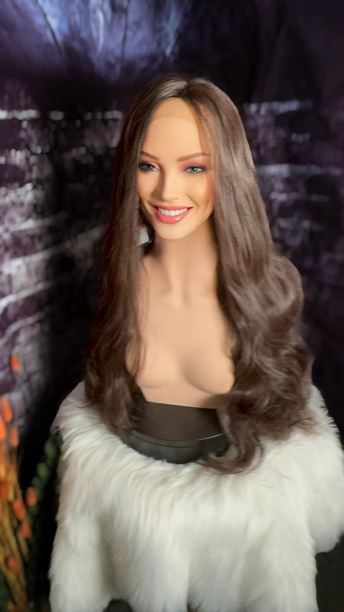 Pepper Wig Lace Front Medium Brown Wig Velvety HD Fibers Clear Lace Front Loose Wave Wig Simple Glam Natural Wig HD Synthetic