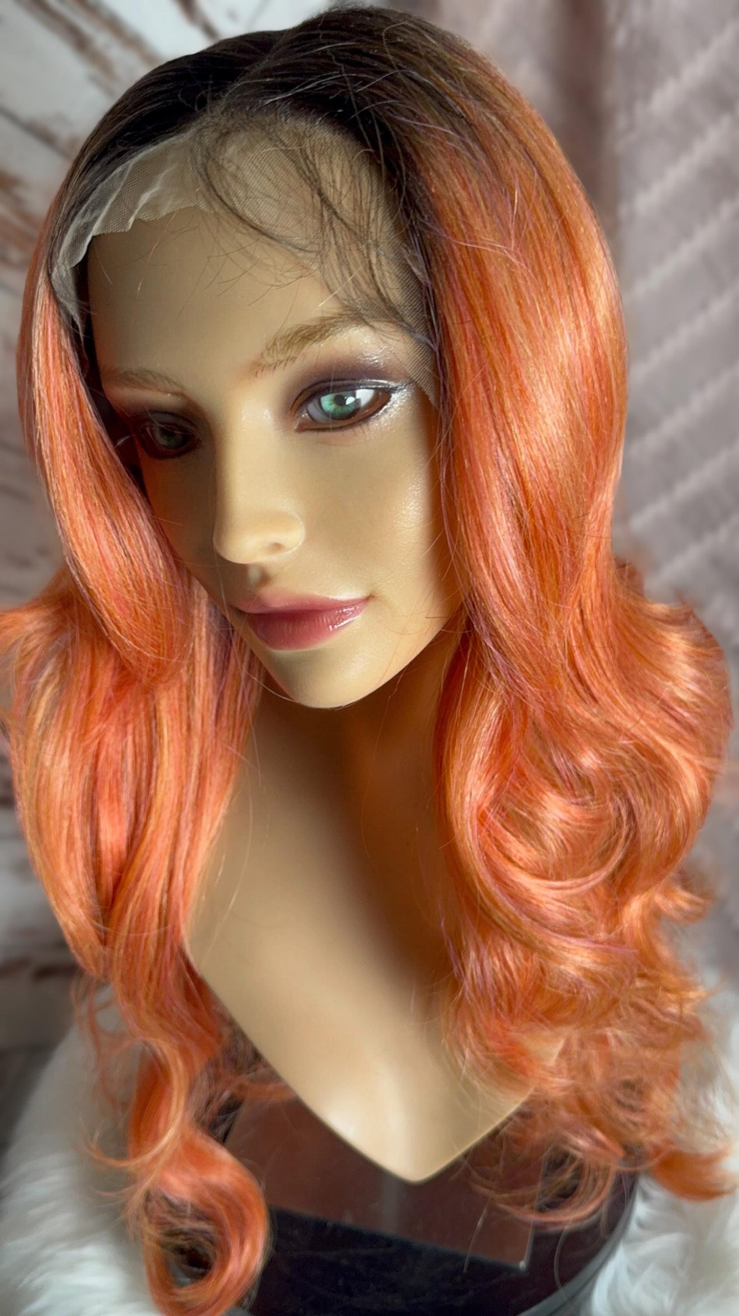Electric Jane Electric Tangerine Color Layers Side Bang Mono Top Frontal Wig HD Lace Wig Synthetic The Wig Witch EDM Festival Hair