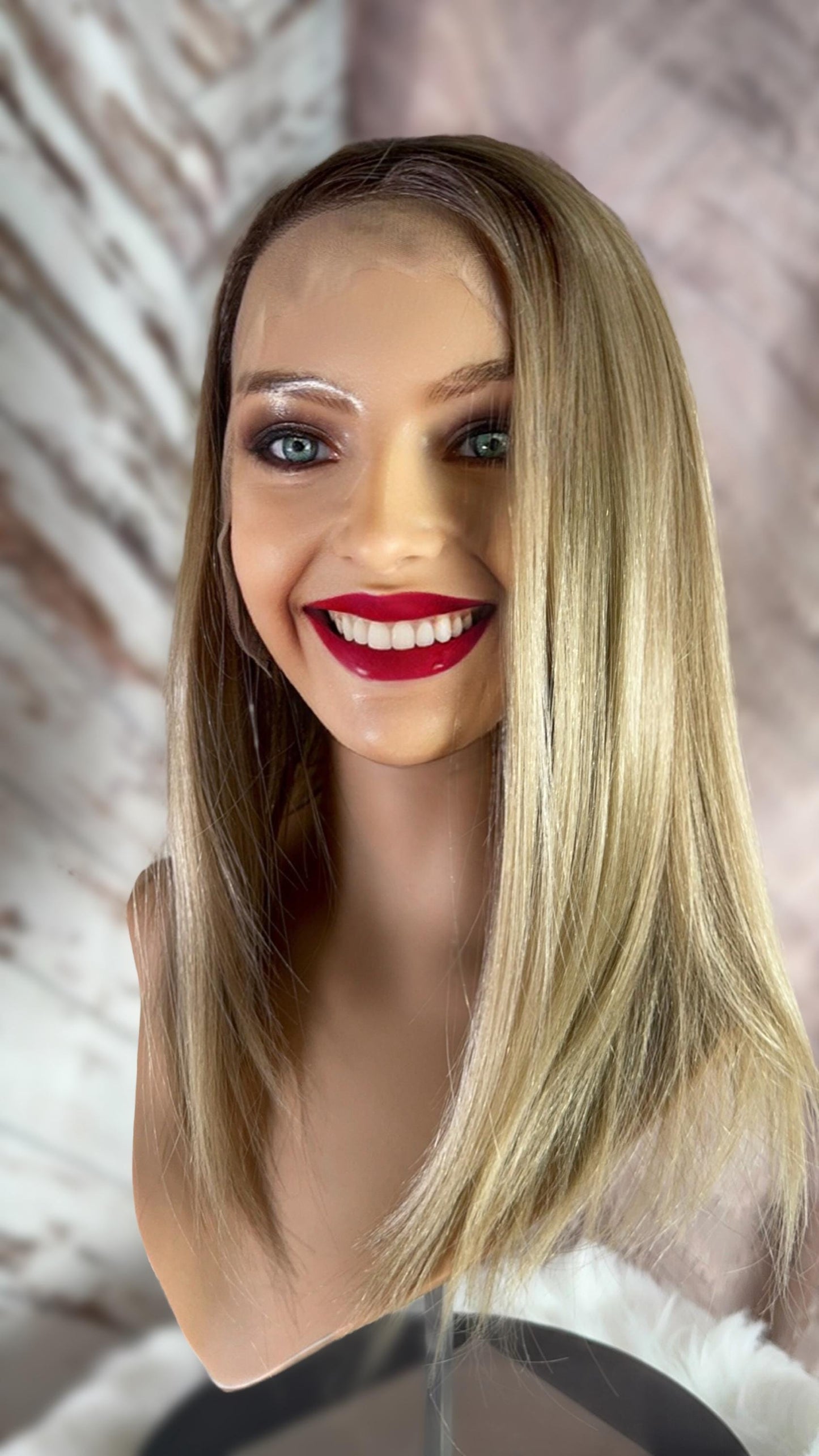 Honesty Swiss Lace Mono Top Frontal Natural  Blonde Rooted Shades Hand Tied Lace Front The Wig Witch