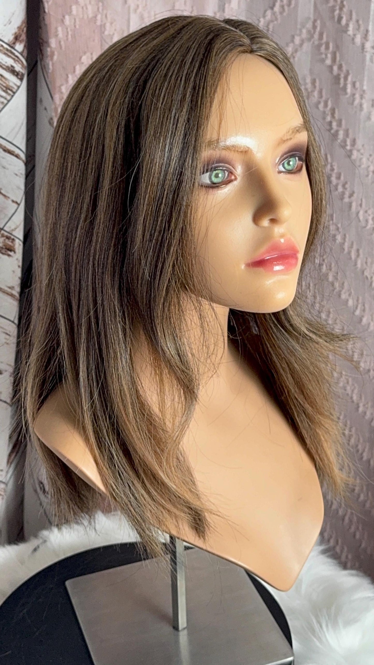 Hart Warm Brunette Hard Front Wig Skin Parting Wig Long Two toned Human Blend Wig The Wig Witch