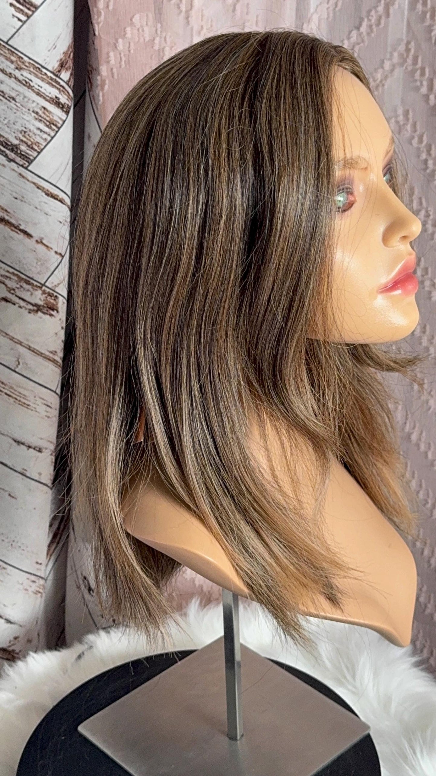 Hart Warm Brunette Hard Front Wig Skin Parting Wig Long Two toned Human Blend Wig The Wig Witch