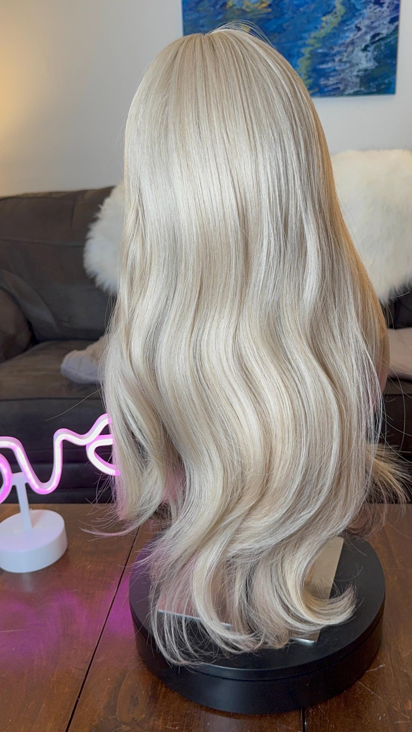 Lucinda Cool Blonde Suble Dark Underlights Wig Light Density Bangs Soft Goth The Wig Witch HD Synthetic