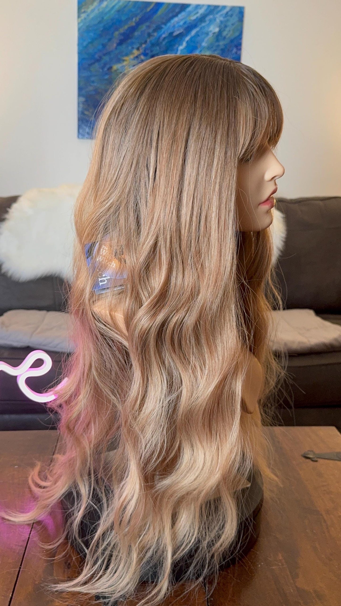 Yaslynn Wig Lightest Brown Fawn Dark Blonde Colormelt Slight Root Wig The Wig Witch Wigs Standard Cap Bangs