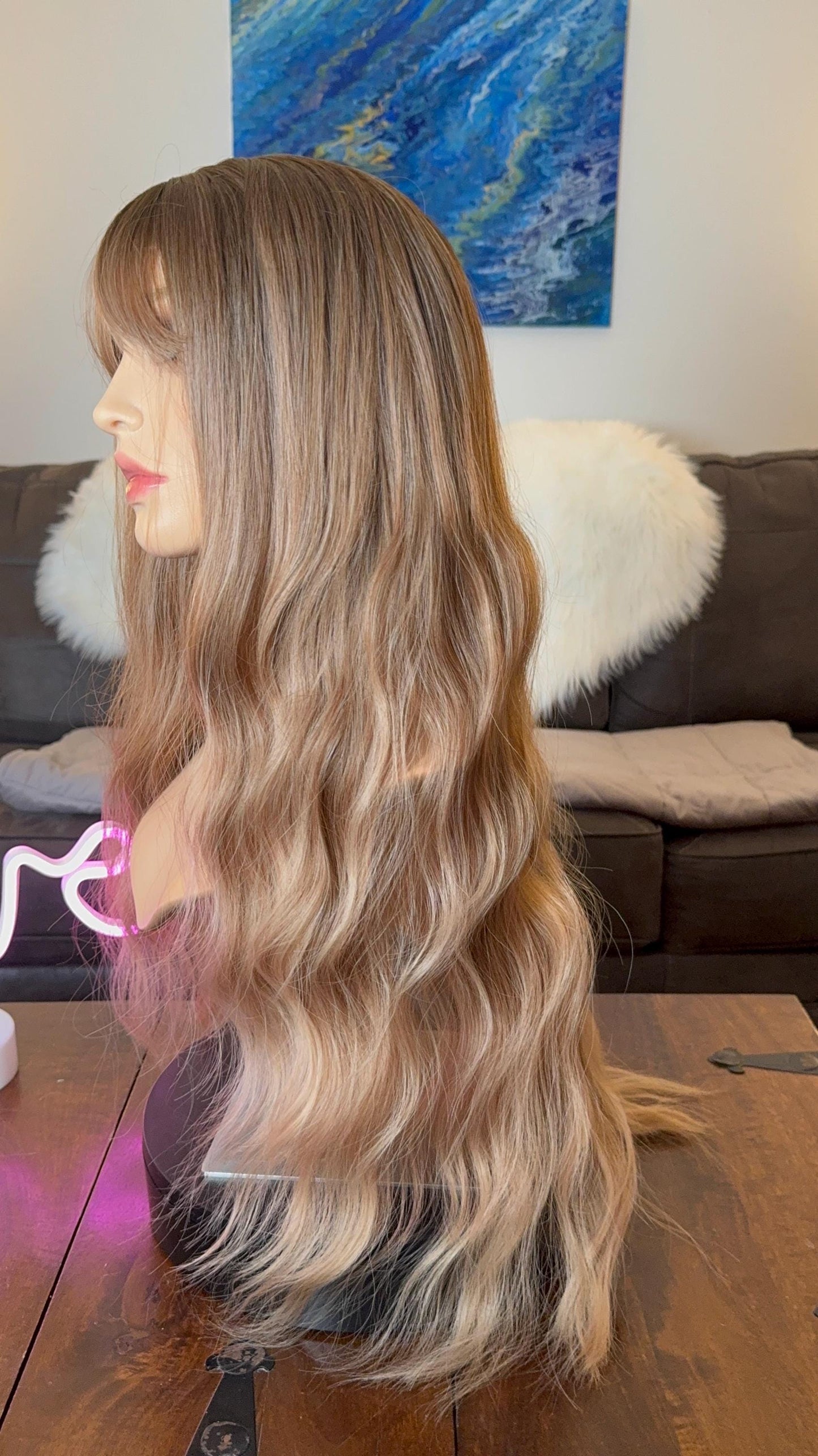 Yaslynn Wig Lightest Brown Fawn Dark Blonde Colormelt Slight Root Wig The Wig Witch Wigs Standard Cap Bangs