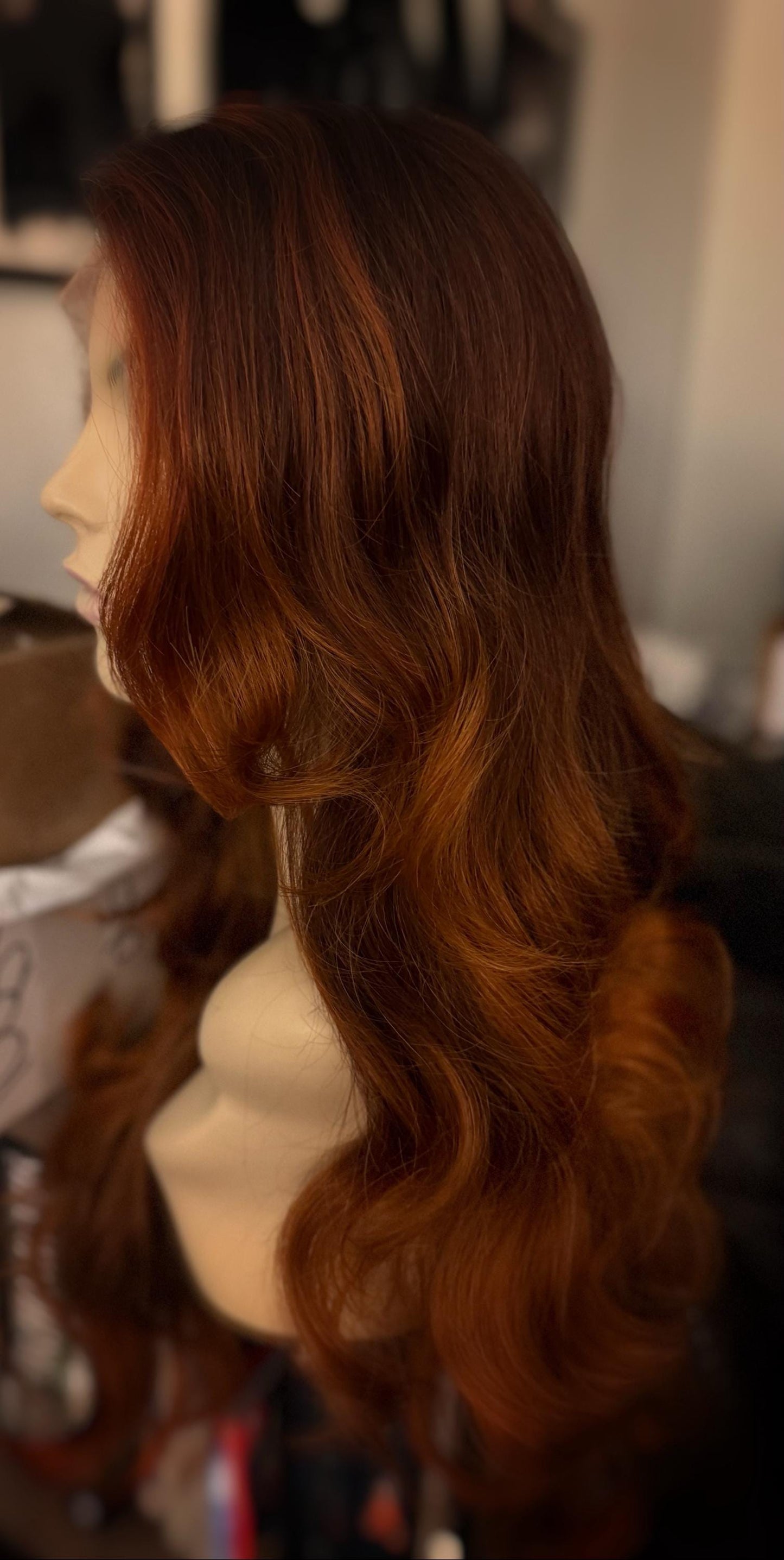Stride Long Butterfly Layers Red Copper Ombre Wig Lots of Layers Hand Tied Lace Frontal Lined CapWig HD Fibers The Wig Witch Wigs