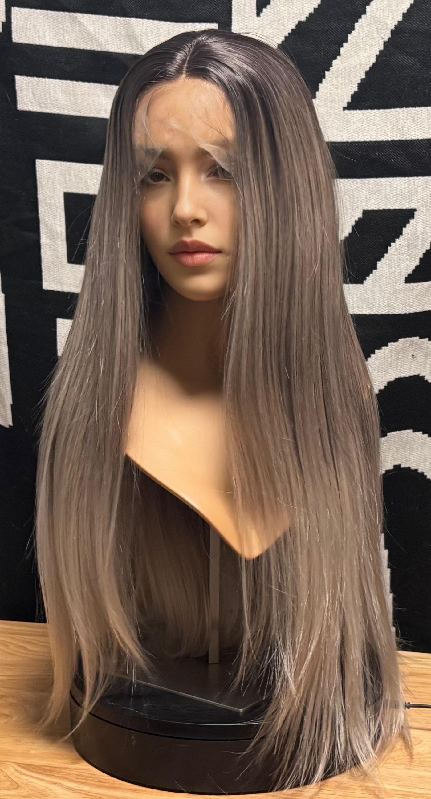 Darreth Ashy Blonde Cool Toned Grey Blonde Wig Long Wig Straight Hair Loss Chemotherapy Trichotillomania Frontal Lace Wig The Wig Witch