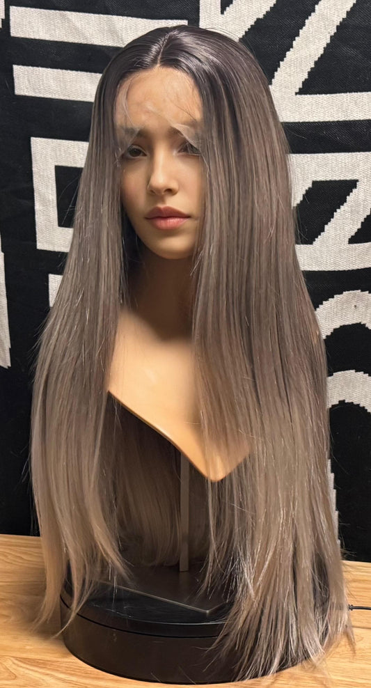 Darreth Ashy Blonde Cool Toned Grey Blonde Wig Long Wig Straight Hair Loss Chemotherapy Trichotillomania Frontal Lace Wig The Wig Witch