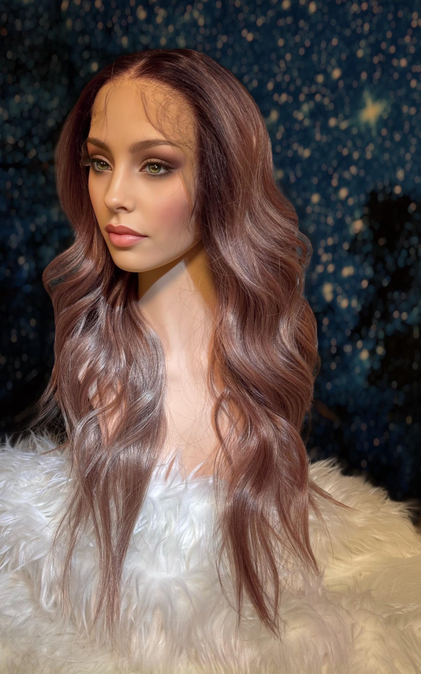 L’amour Rolling Wave Blush Strawberry Bronde Lightweight Open Cap Wig Long Length Lace Front Center Part The Wig Witch Wigs