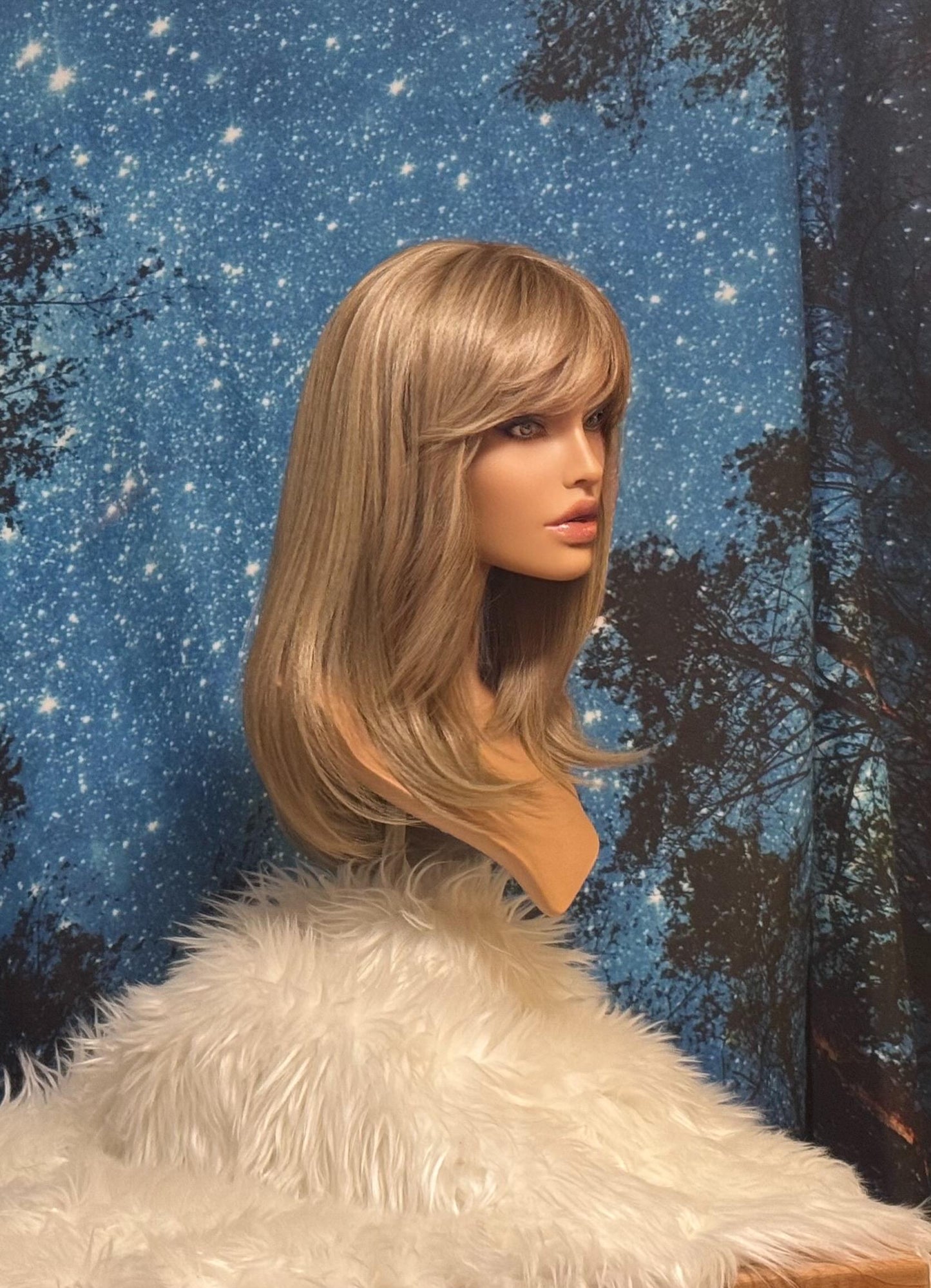 Elvira Retro Lux Blonde HD Synthetic Wig Full Bangs Soft Goth The Wig Witch Wigs
