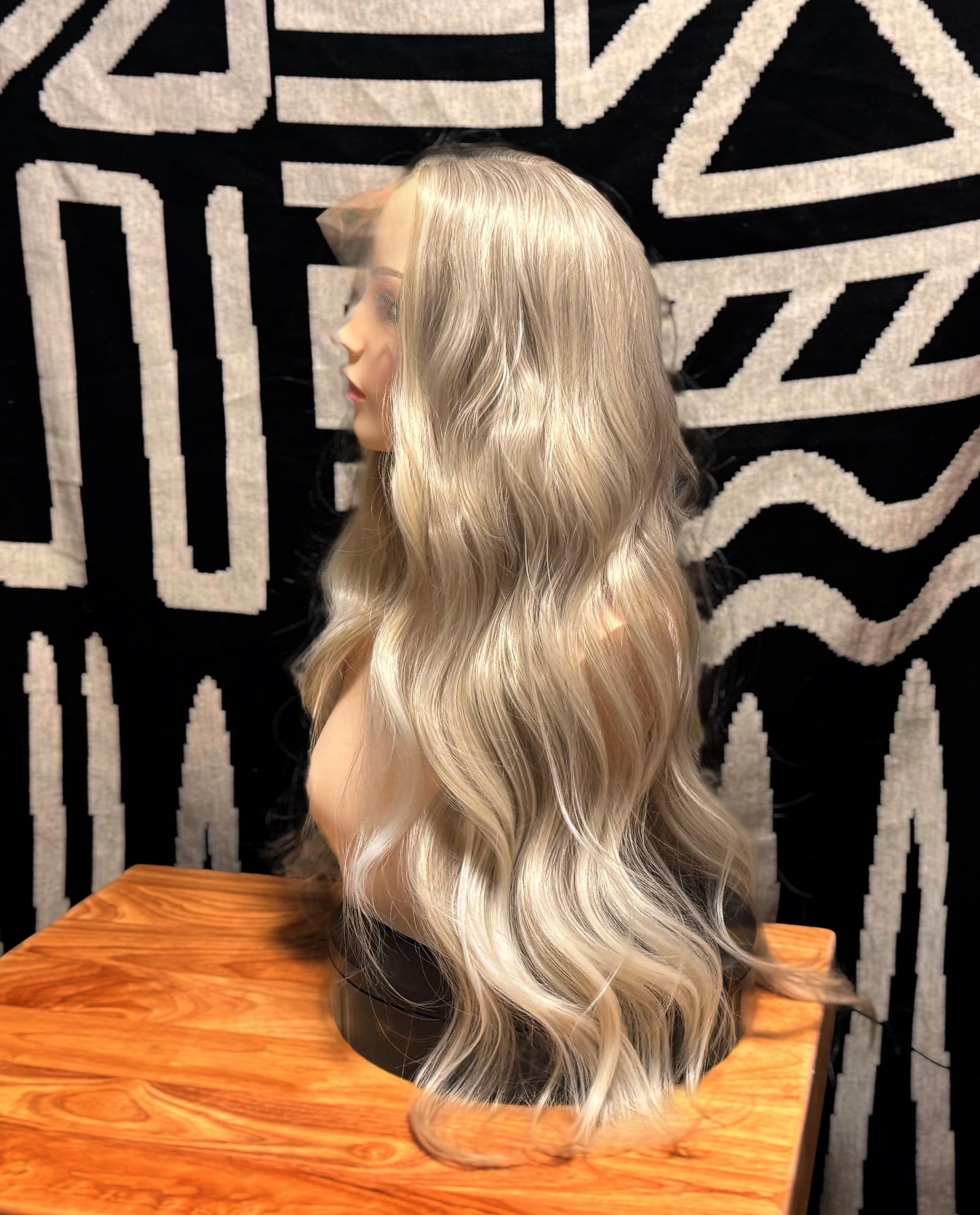 Tanner Wavy Wig Soft Money Piece Blonde Ashy HD Synthetic White Cool Toned Rooted Wig Lace Frontal Wig Hand Tied Lace Front The Wig Witch