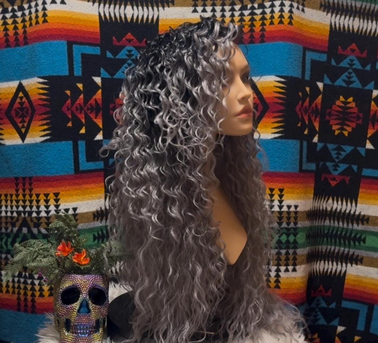 Ravendale Silvery Gray Wig Black Rooted Ombré Wig Frontal HD Lace Front Mono Top Hand Tied Colormelt Balayage