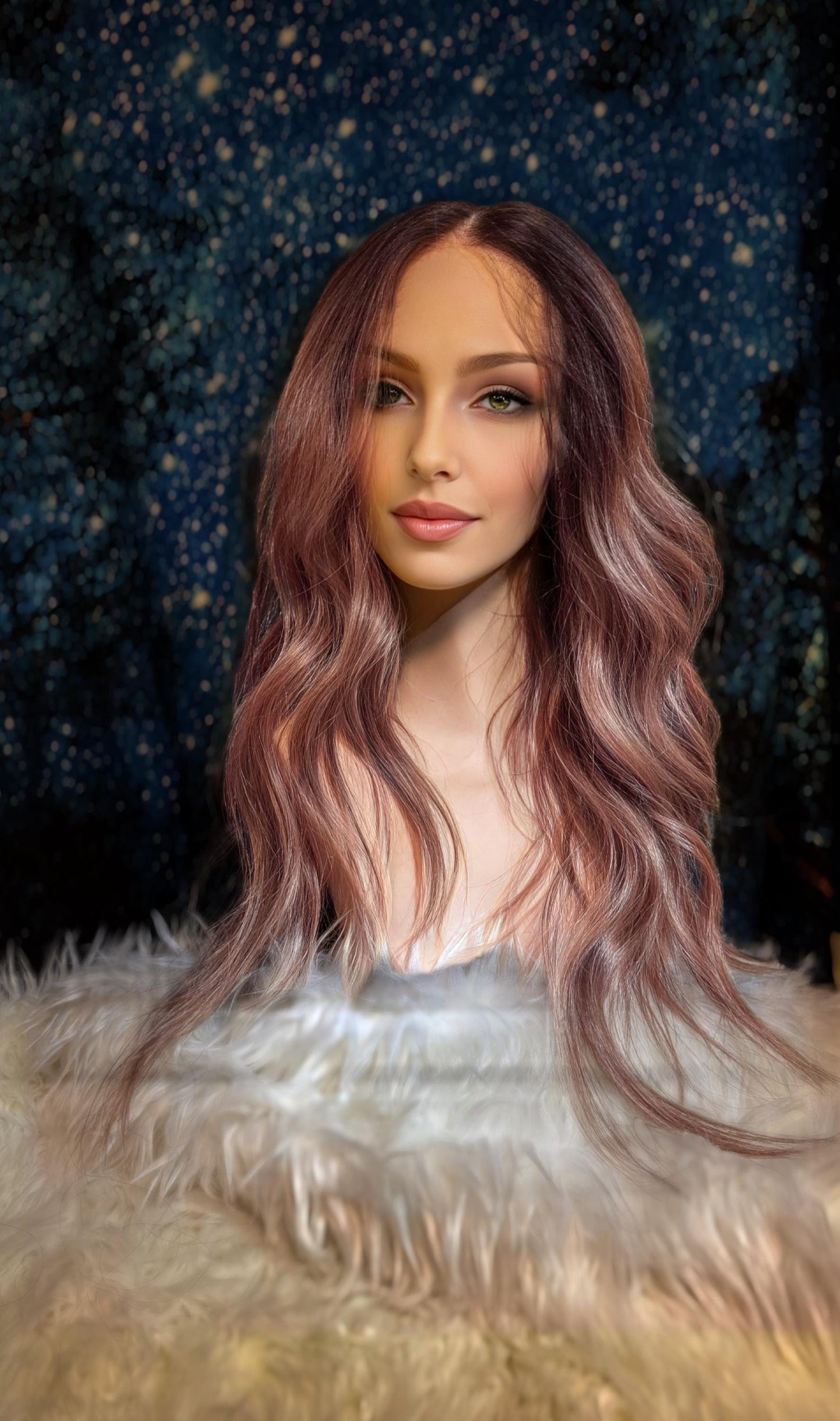 L’amour Rolling Wave Blush Strawberry Bronde Lightweight Open Cap Wig Long Length Lace Front Center Part The Wig Witch Wigs