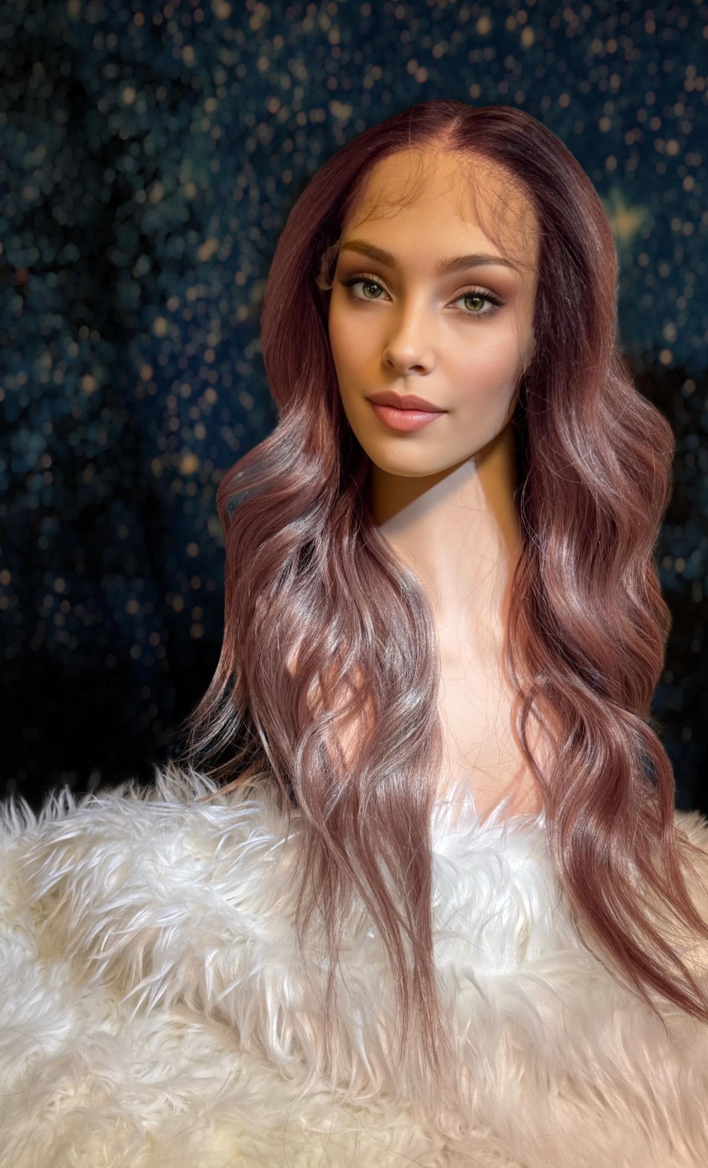 L’amour Rolling Wave Blush Strawberry Bronde Lightweight Open Cap Wig Long Length Lace Front Center Part The Wig Witch Wigs
