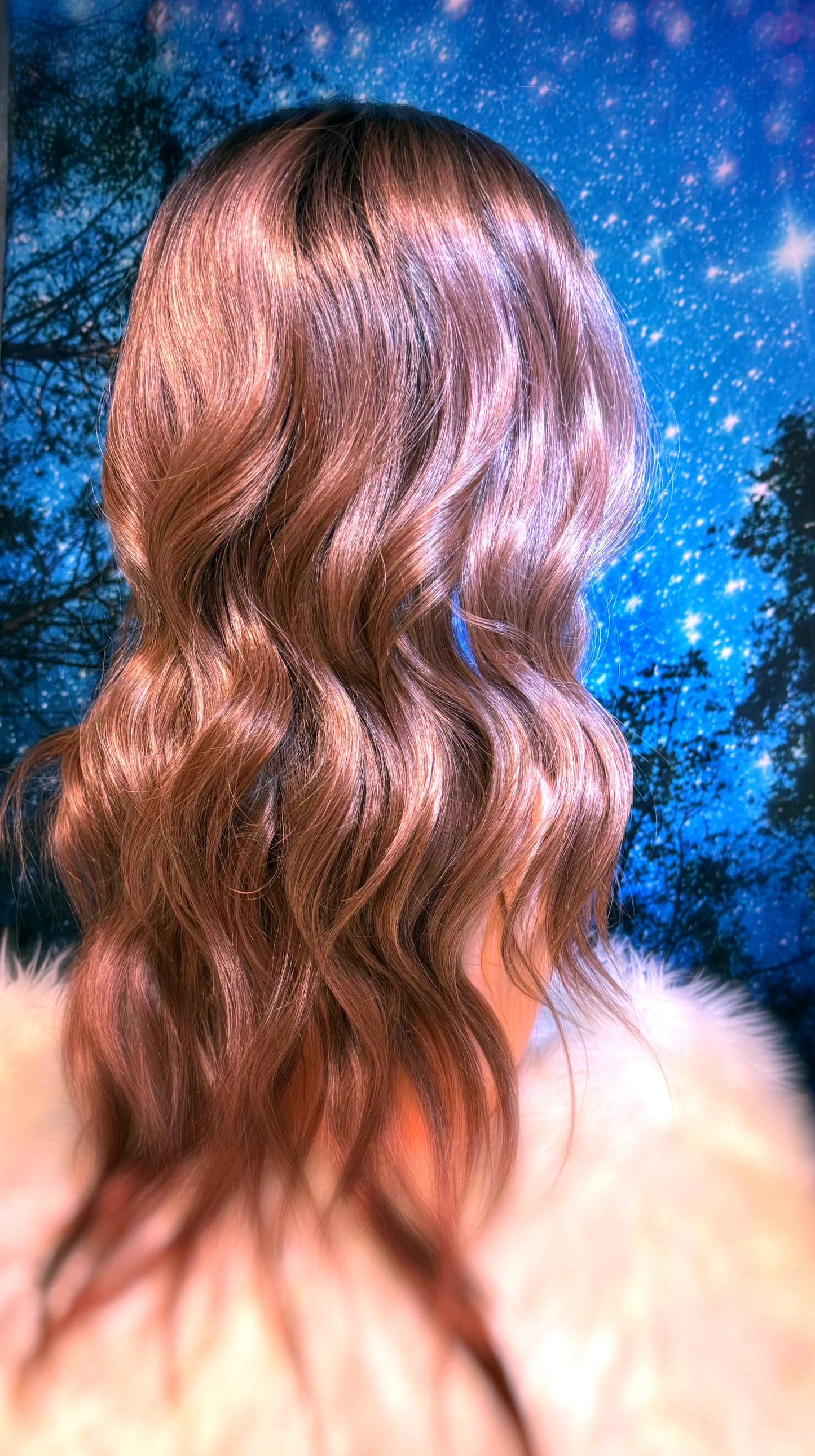 L’amour Rolling Wave Blush Strawberry Bronde Lightweight Open Cap Wig Long Length Lace Front Center Part The Wig Witch Wigs