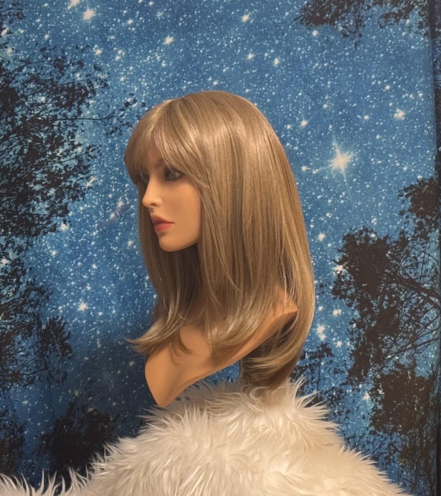 Elvira Retro Lux Blonde HD Synthetic Wig Full Bangs Soft Goth The Wig Witch Wigs