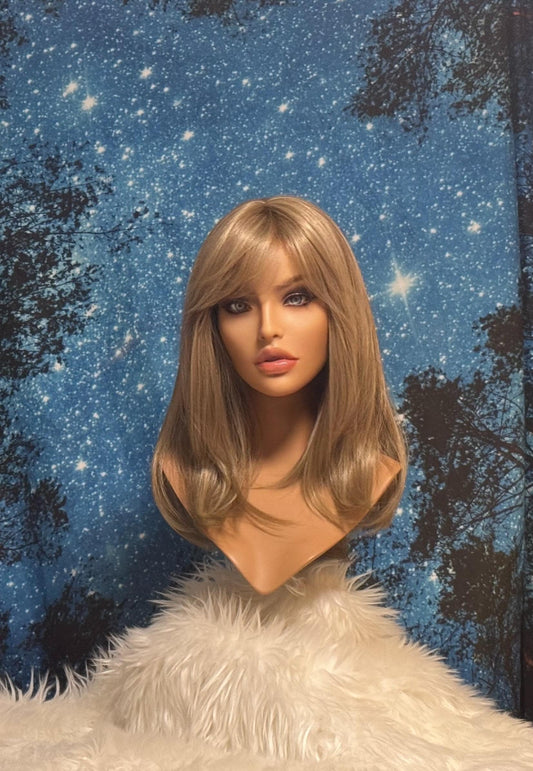 Elvira Retro Lux Blonde HD Synthetic Wig Full Bangs Soft Goth The Wig Witch Wigs