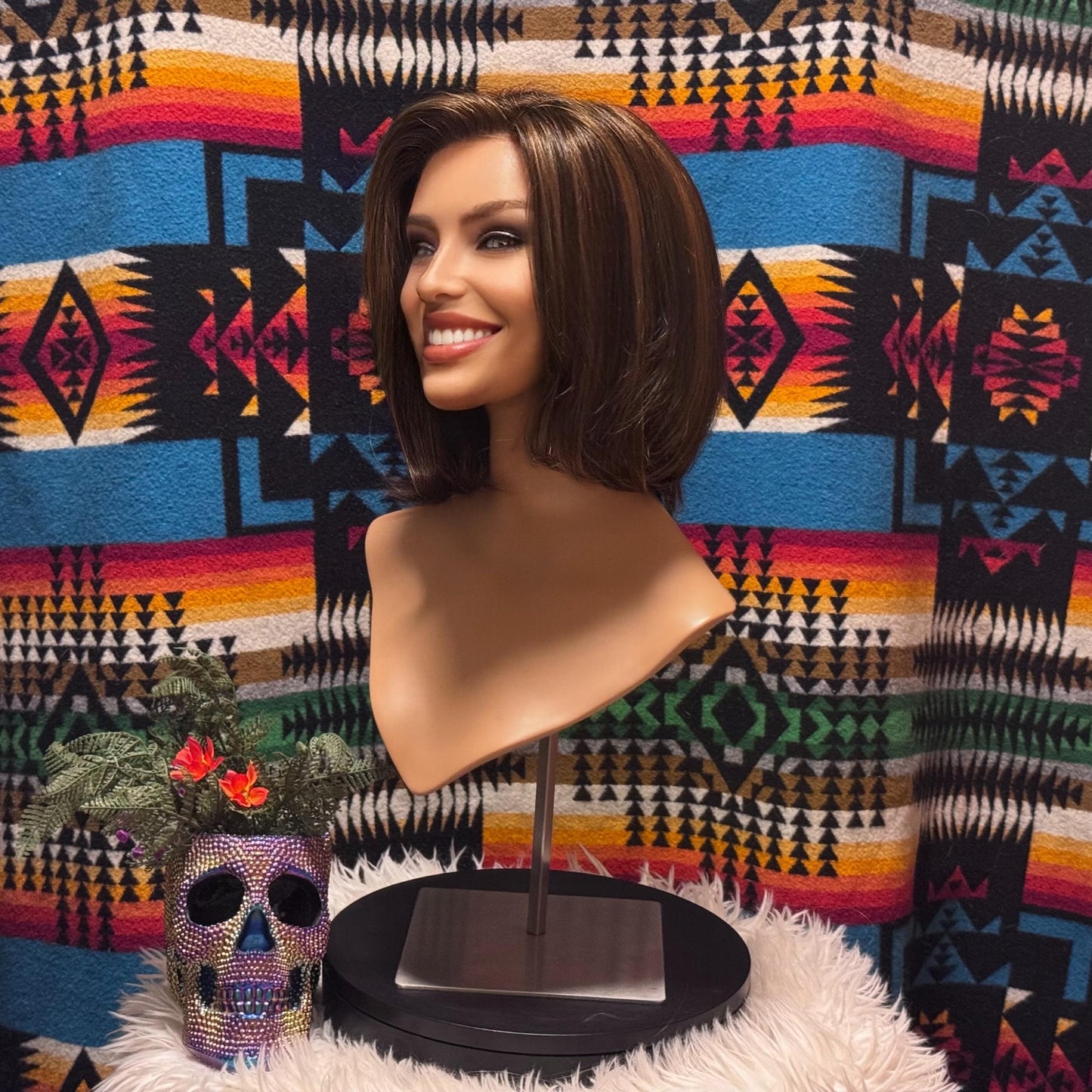 Jamison Custom Estetica Designs Lace Front Color R638H Warm Brown Wig Medical Highlights Wig Bob The Wig Witch
