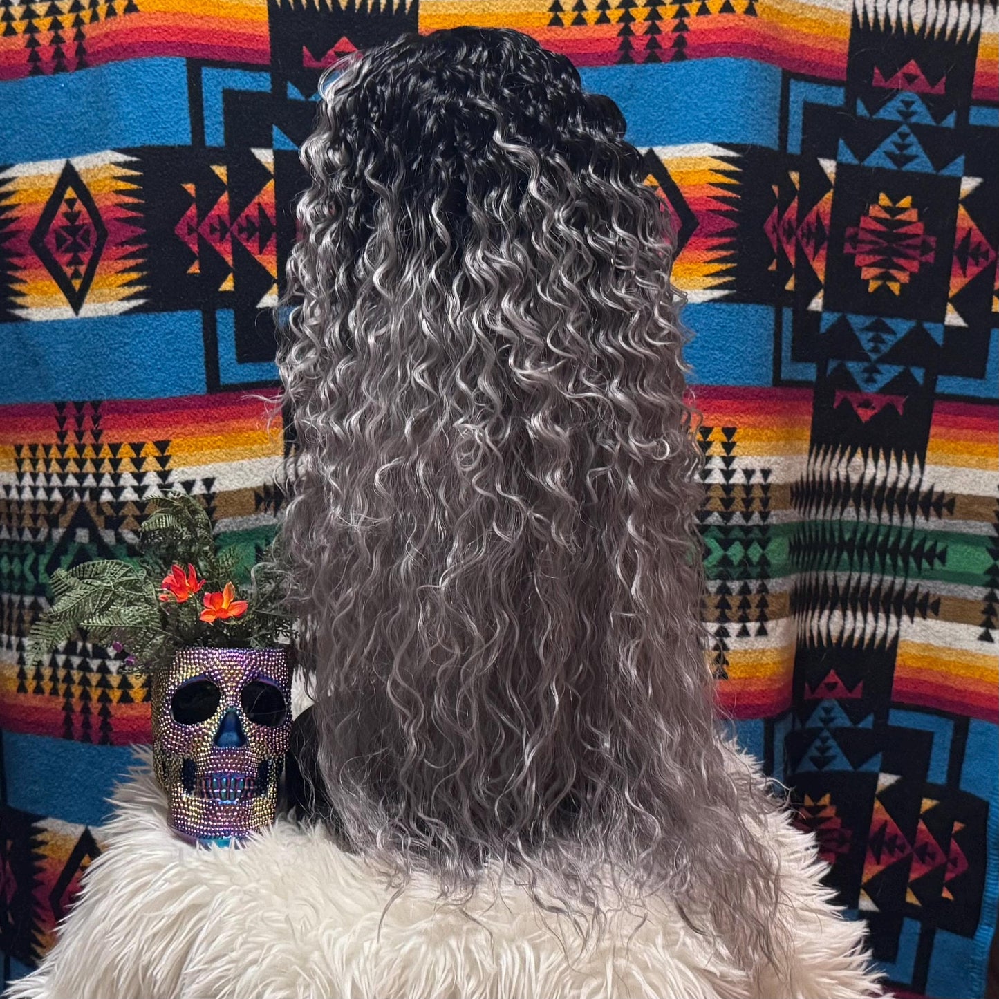 Ravendale Silvery Gray Wig Black Rooted Ombré Wig Frontal HD Lace Front Mono Top Hand Tied Colormelt Balayage