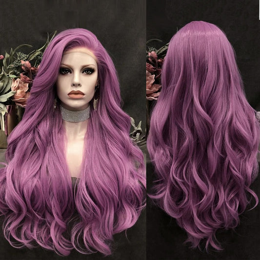 Purple Wig Long Body Wave Wigs for Women Synthetic Lace Front Wig Natural Hairline Hear Resistant hair Cosplay Wigs