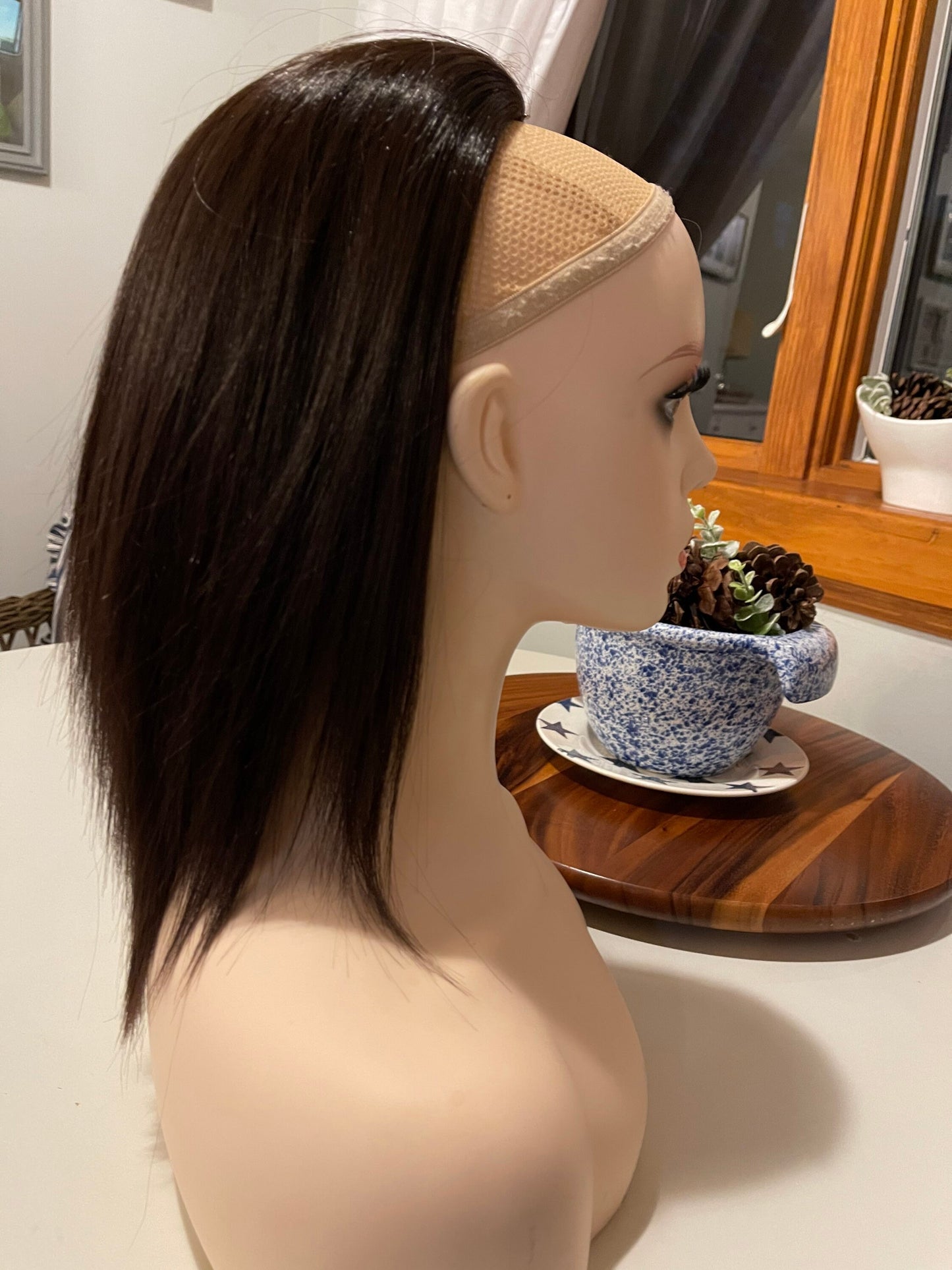 Just a Perfect Ponytail Wig 16” Hairpiece Wig Fall Wig In Darkest Brown Sleek and Straight Wig Ariana Grande Wig Vibes