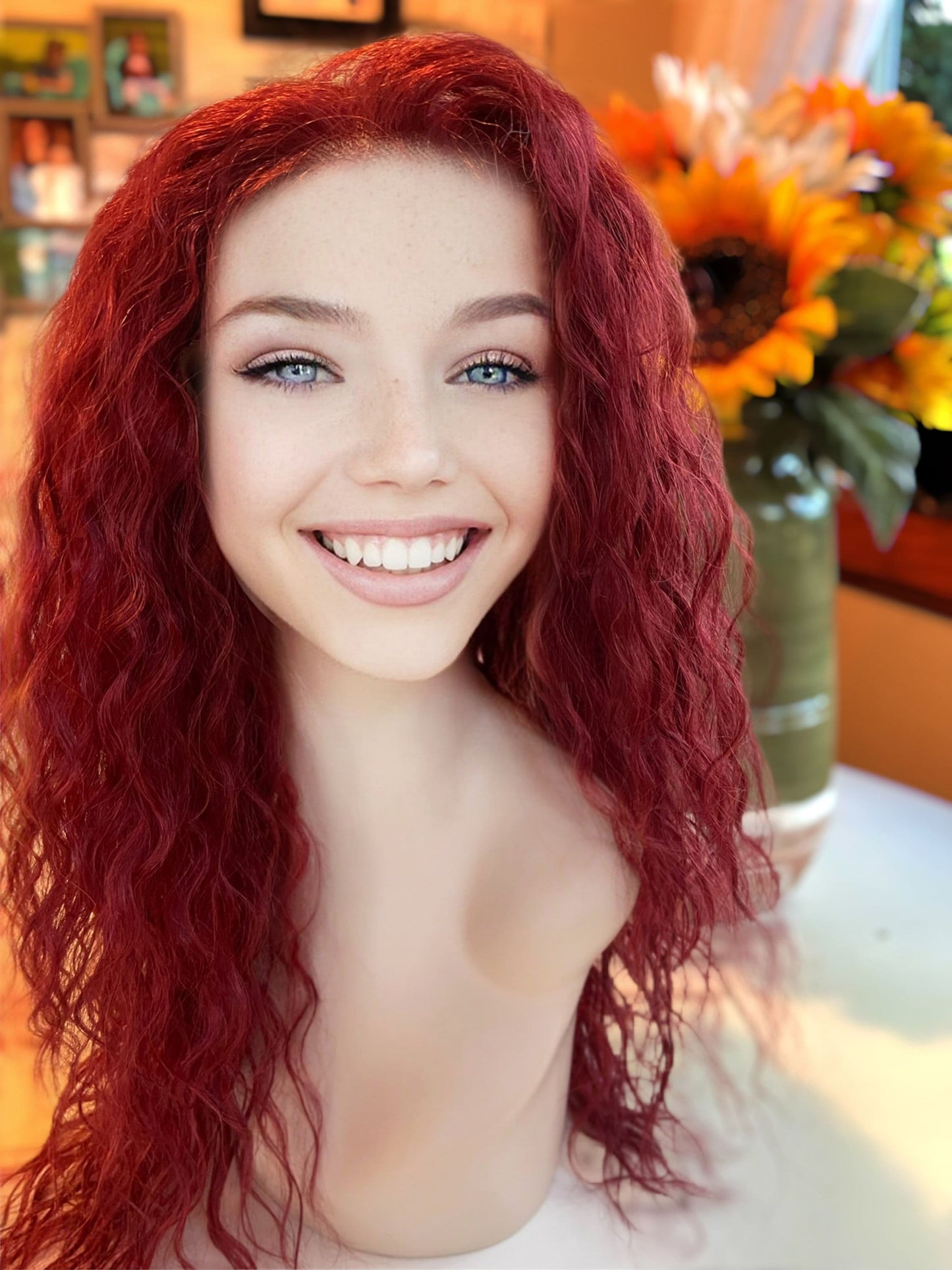 Hibiscus Tea Curly Frontal Burgundy Wig Lace Front Wig Bold Red Wig HD Chemo Wig Alopecia Wig Ginger Wig Burgundy Wig Red Wig