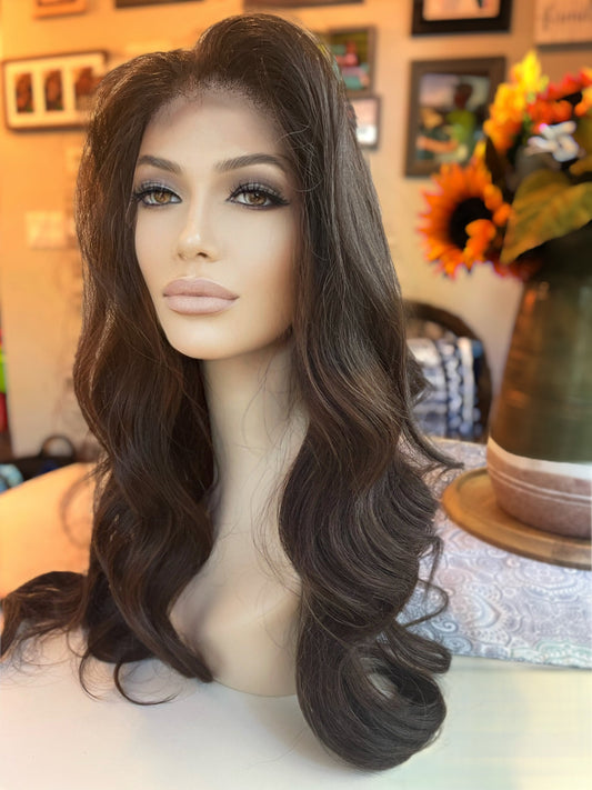 Chocolate Mousse Mono Top Free Parting Wig Hand Tied Rich Brown Wig Hand Tied Lace Frontal  Wig Deep Wave Wig Lots of Body Wig