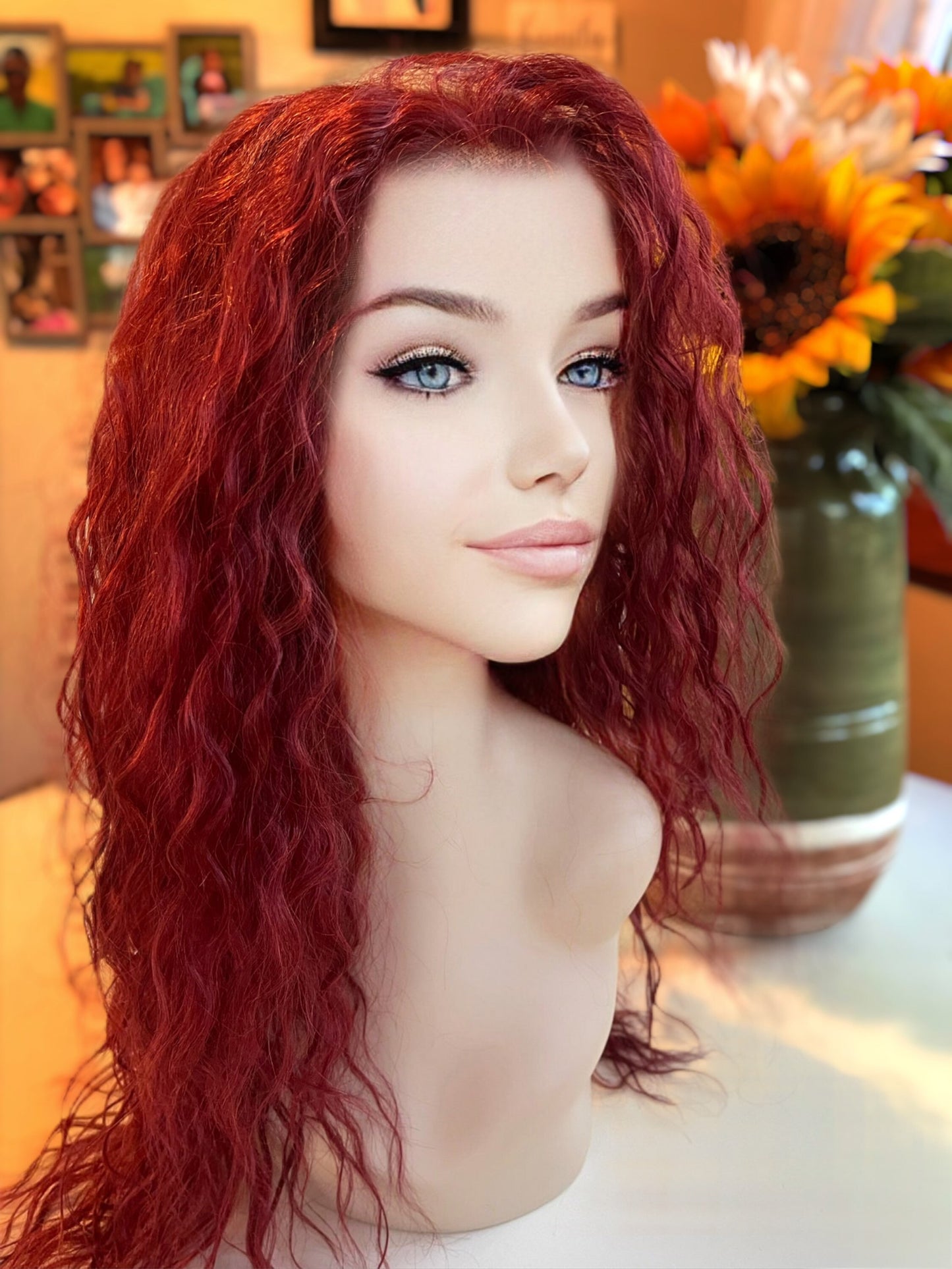 Hibiscus Tea Curly Frontal Burgundy Wig Lace Front Wig Bold Red Wig HD Chemo Wig Alopecia Wig Ginger Wig Burgundy Wig Red Wig