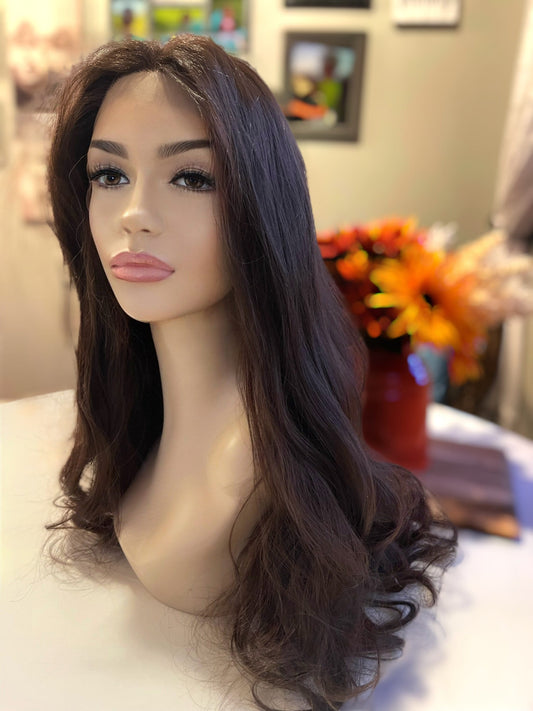Pepper Cool Ash Brown Long HD Natural Wig Lace Frontal Highlighted Long Hand Tied Frontal Drag Wig Medical Wig Alopecia