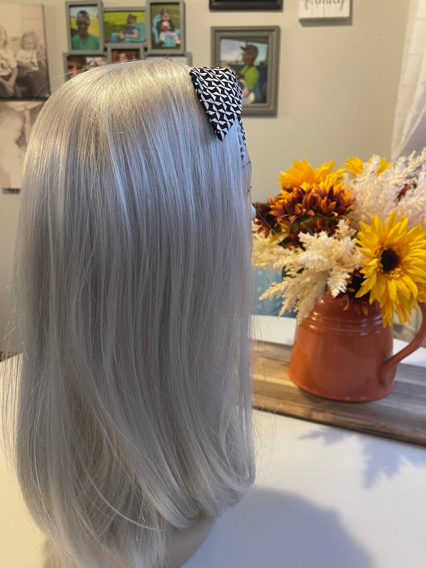 Diamanda White Platinum Gray Scarf Headband Wig Fall HD Wig Sleek Straight Wig Lightweight Wig Wig Chemo Alopecia