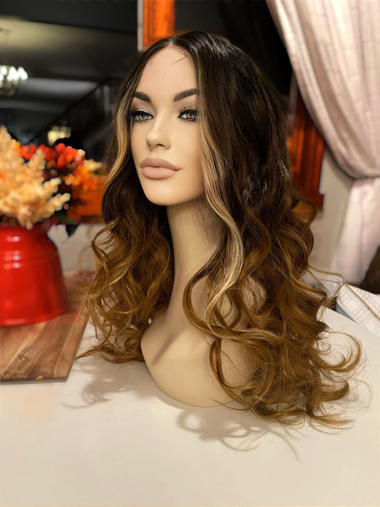 Cirice Money Piece Highlights Money Piece Wig Brown Black Blonde Wig Ombré Wig Blonde Wig Loose Curl Hand Tied Lace-front Wig Chemo Alopecia
