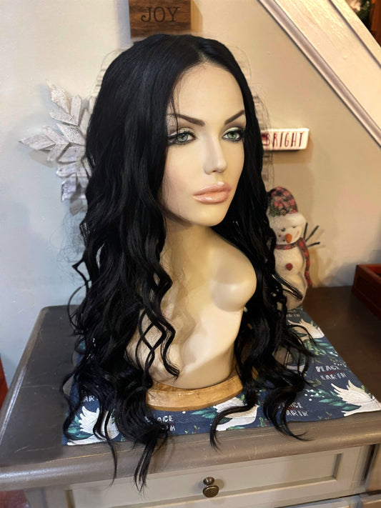 Mally Light Density Long Wig Curly Wig Lace Front Black Wig Hand Tied Wig Lace Front Wig Parting HD Lace Wig Alopecia Trichotillomania Wig