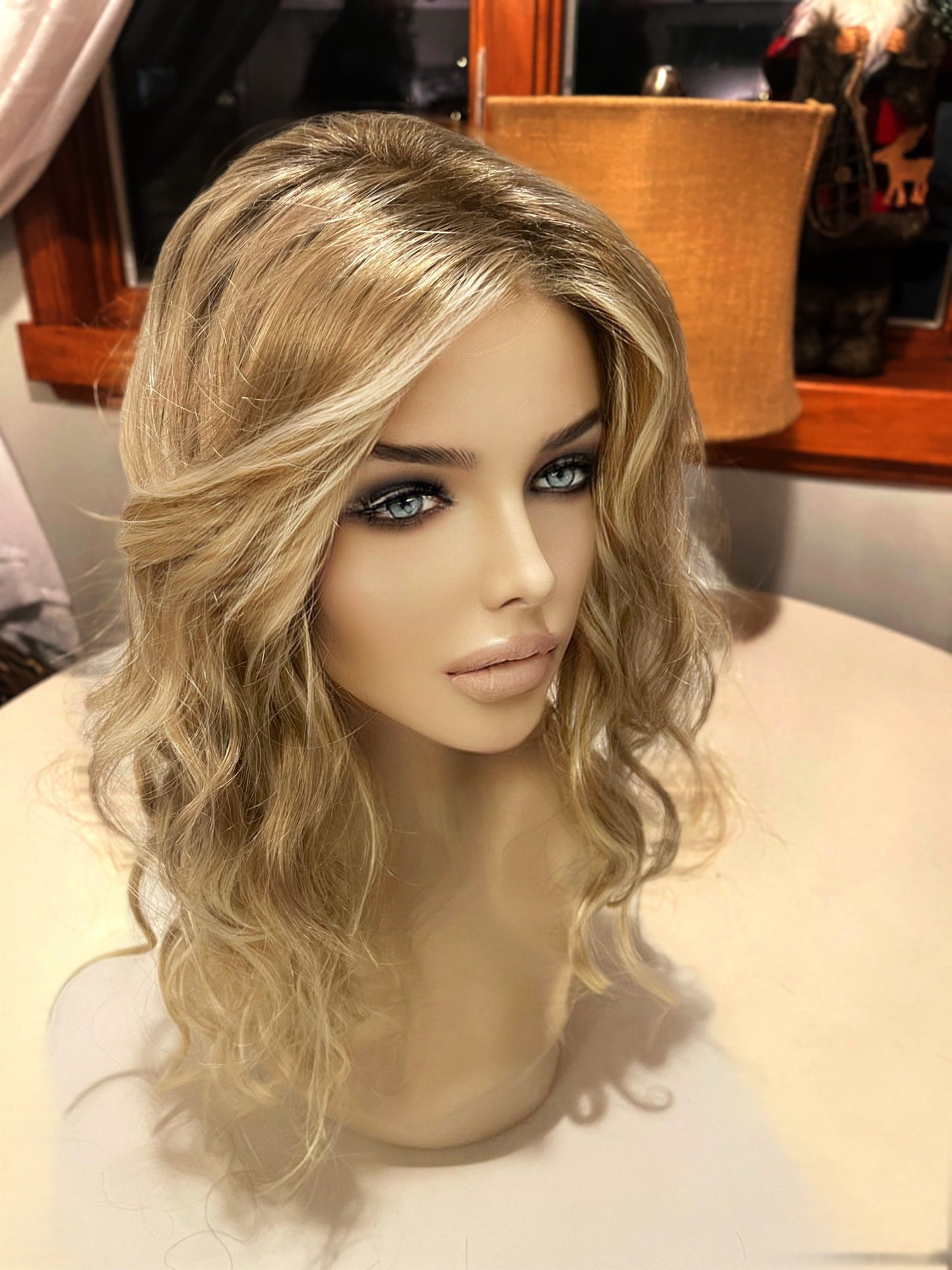 Sarah Jon Renau Wig Custom Blonde Rooted 100% Hand Tied Cap Premium Wig Medium Light Blonde Highlighted Wig Color 27613s8 Shaded Sun