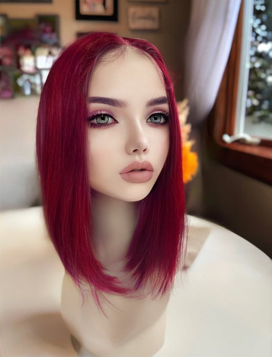 Kirsch Bright Red Wig Highlighted Wig Short to Long Wig Sharp Bob Wig Chic Dimensional Wig Chemo Wig Fashion Alopecia Wig Pixie Cut Wig