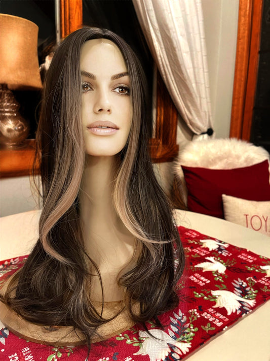 Caledonia Money Piece Wig Hard Front Brown Brunette Blonde Ombré Wig Dark Balayage Hand Tied Lace Front Wig
