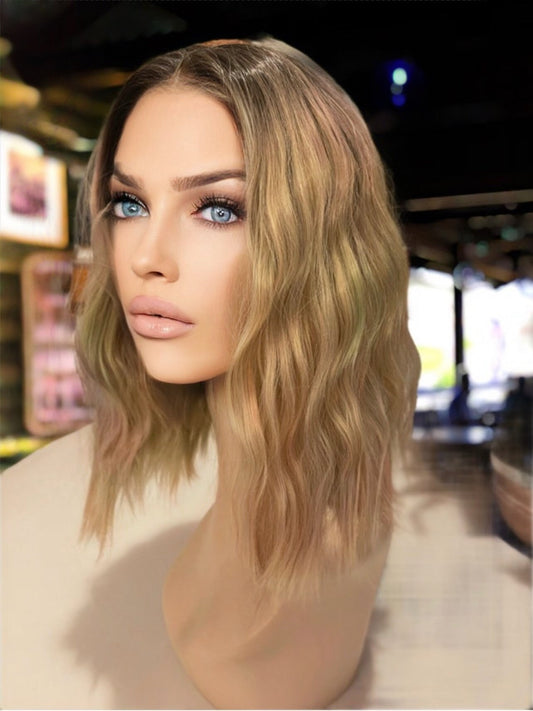 Shea Pastel Glow Wig Pale Pastels Blonde Center Part Blonde Wig Color Shorter Wig Lace Frontal Wig Short Wig Hand Tied