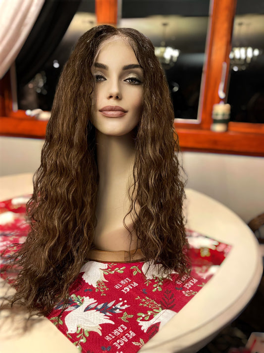Beaucoup Super Straw Curl Volume Long Balayage Wig Cool Brown Wig Dark Rooted Wavy Colormelt Loose Wave Lace Front Wig Hair Cottagecore
