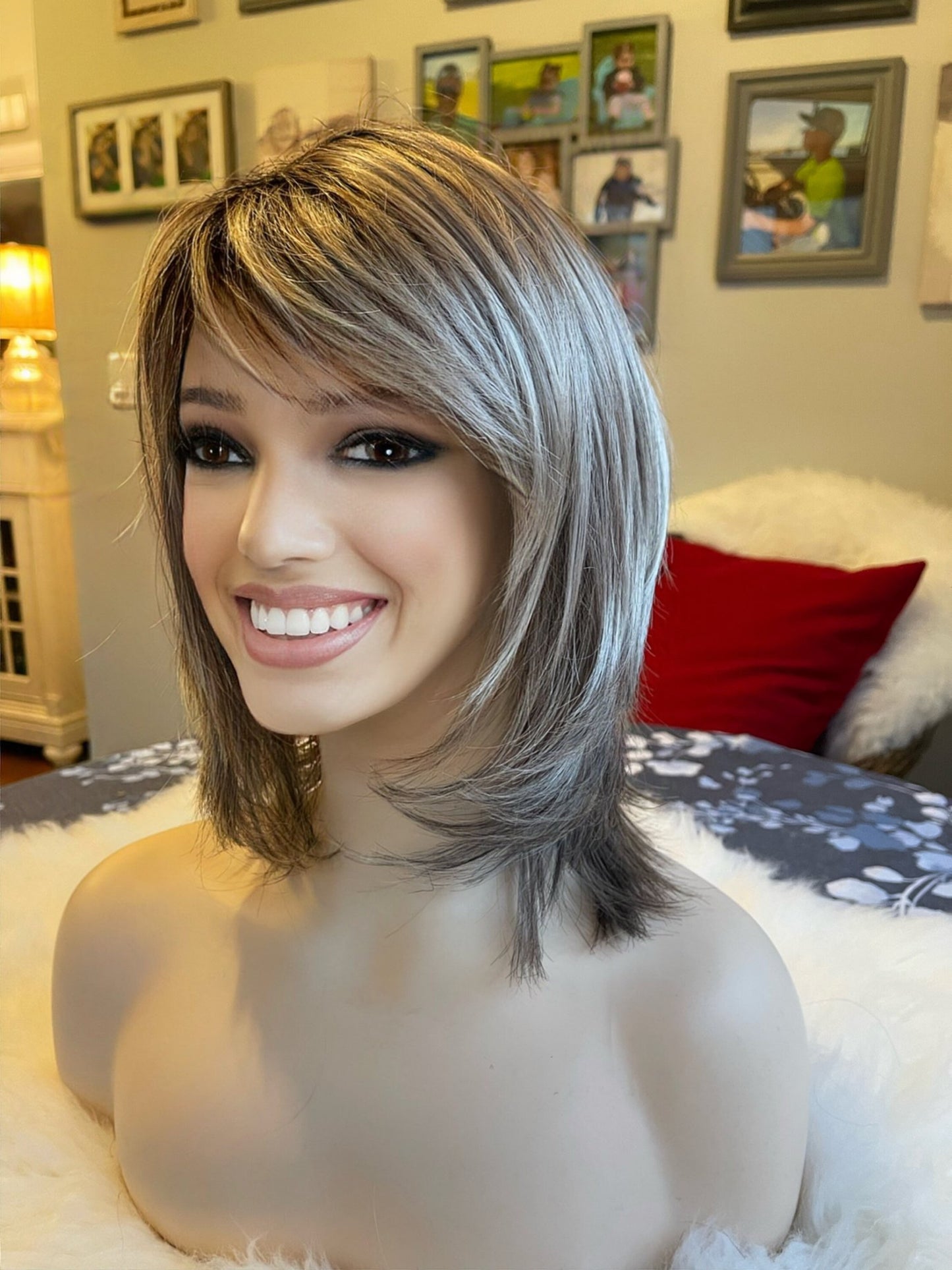 Sonrisa Natural Classic Cap Wig Silver White Salt and Pepper Combo Highlighted Wig Long Wig Straight Hair Loss Chemo