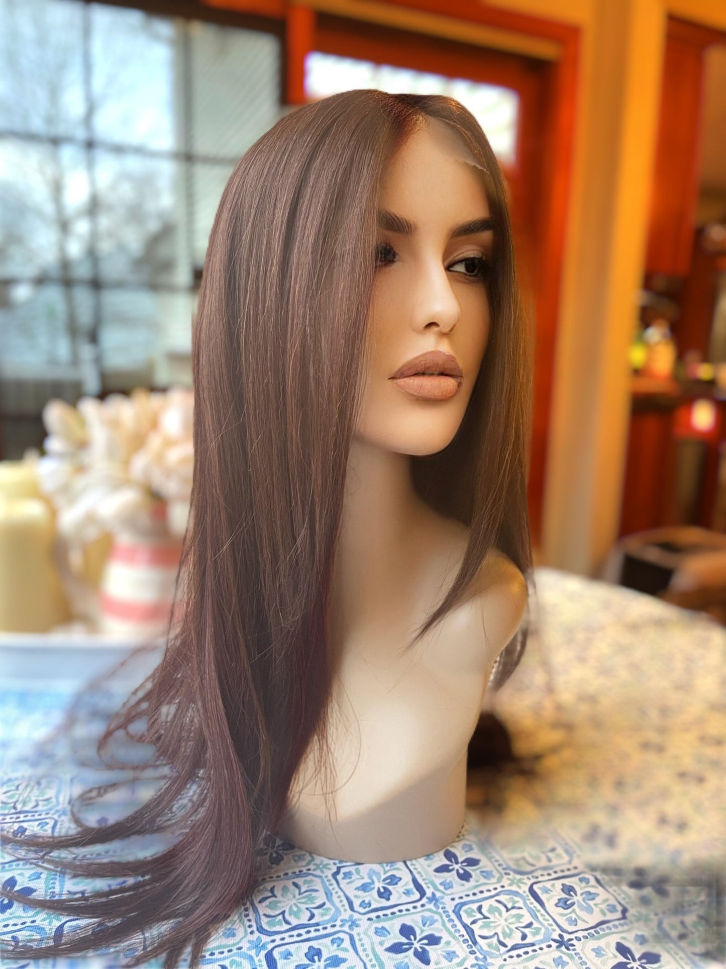 Dalie Summer Weight HD Synthetic Silk Chocolate Lace Front Light and Silky Hand Tied Drag Wig Sexy Hair