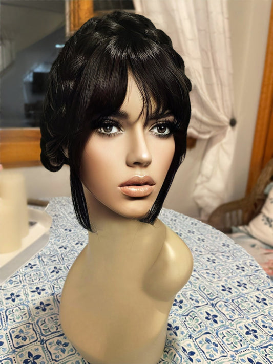 Wednesday Addams Wig Dutch Braid Wig Braided Wig Deutch Girl Oktoberfest Wig Black Wig Fantasy Cosplay Medieval Costume Wig Updo Wig