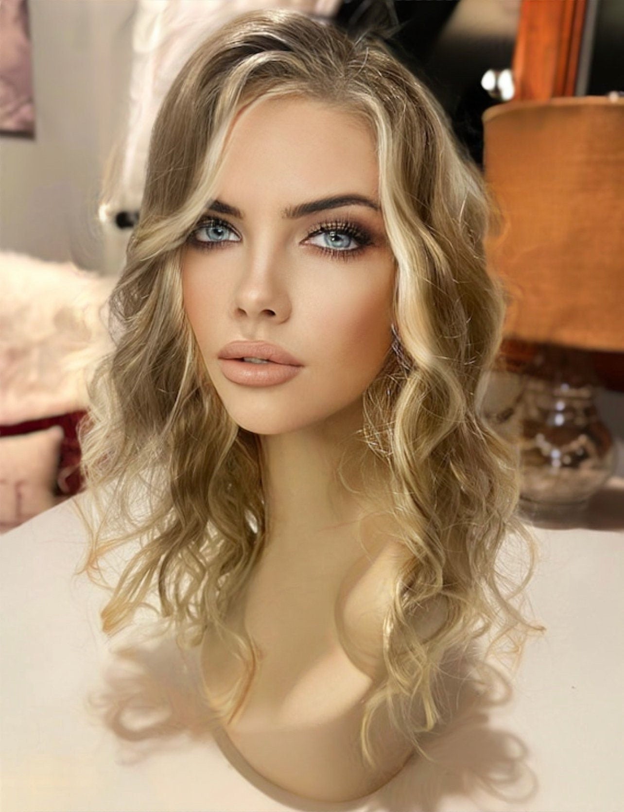 Sarah Jon Renau Wig Custom Blonde Rooted 100% Hand Tied Cap Premium Wig Medium Light Blonde Highlighted Wig Color 27613s8 Shaded Sun
