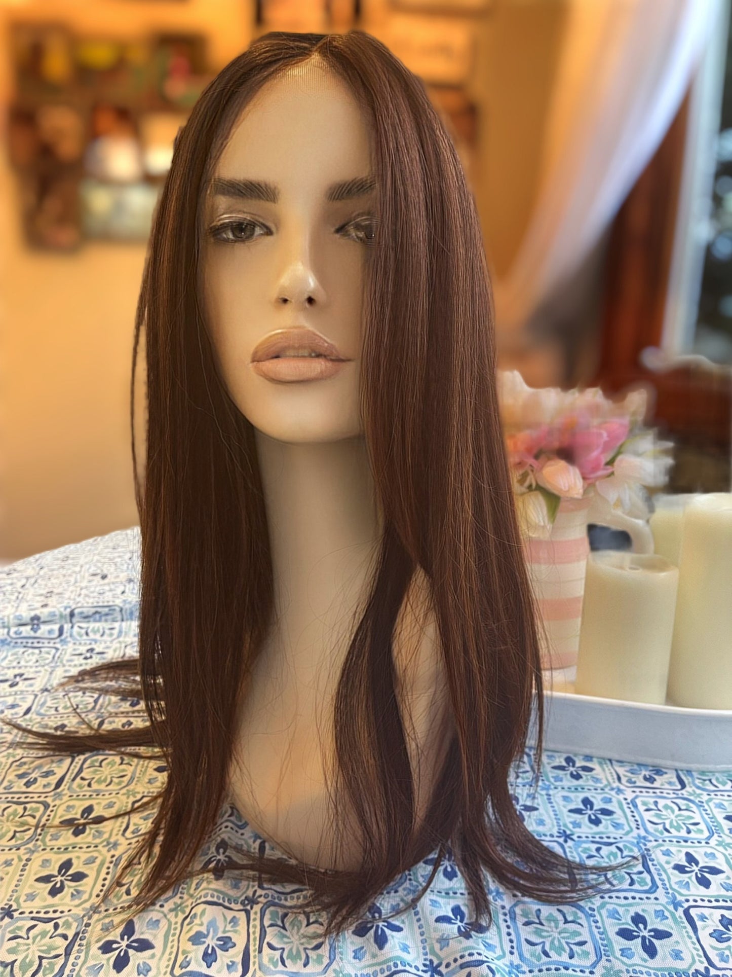 Dalie Summer Weight HD Synthetic Silk Chocolate Lace Front Light and Silky Hand Tied Drag Wig Sexy Hair