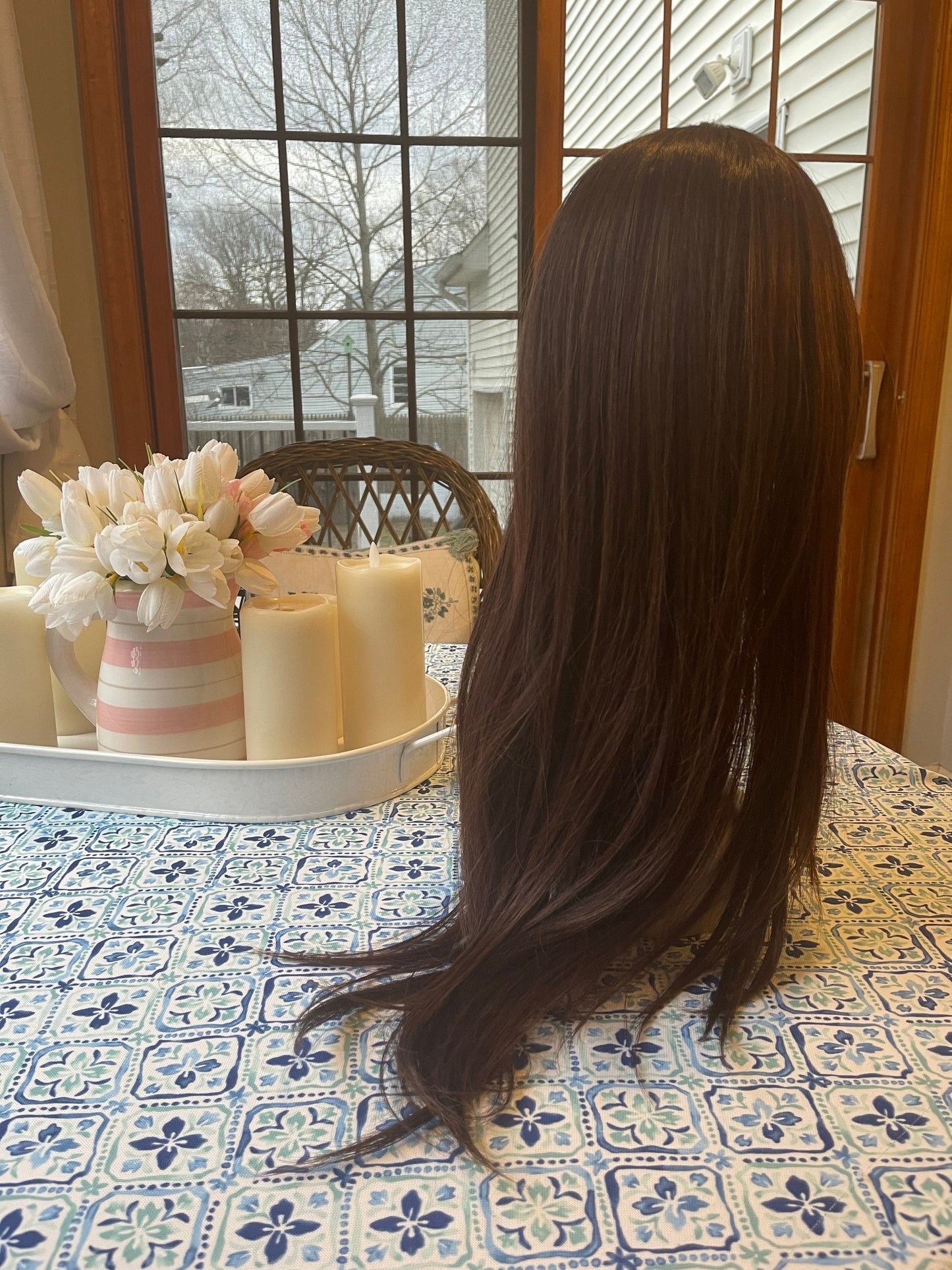 Dalie Summer Weight HD Synthetic Silk Chocolate Lace Front Light and Silky Hand Tied Drag Wig Sexy Hair