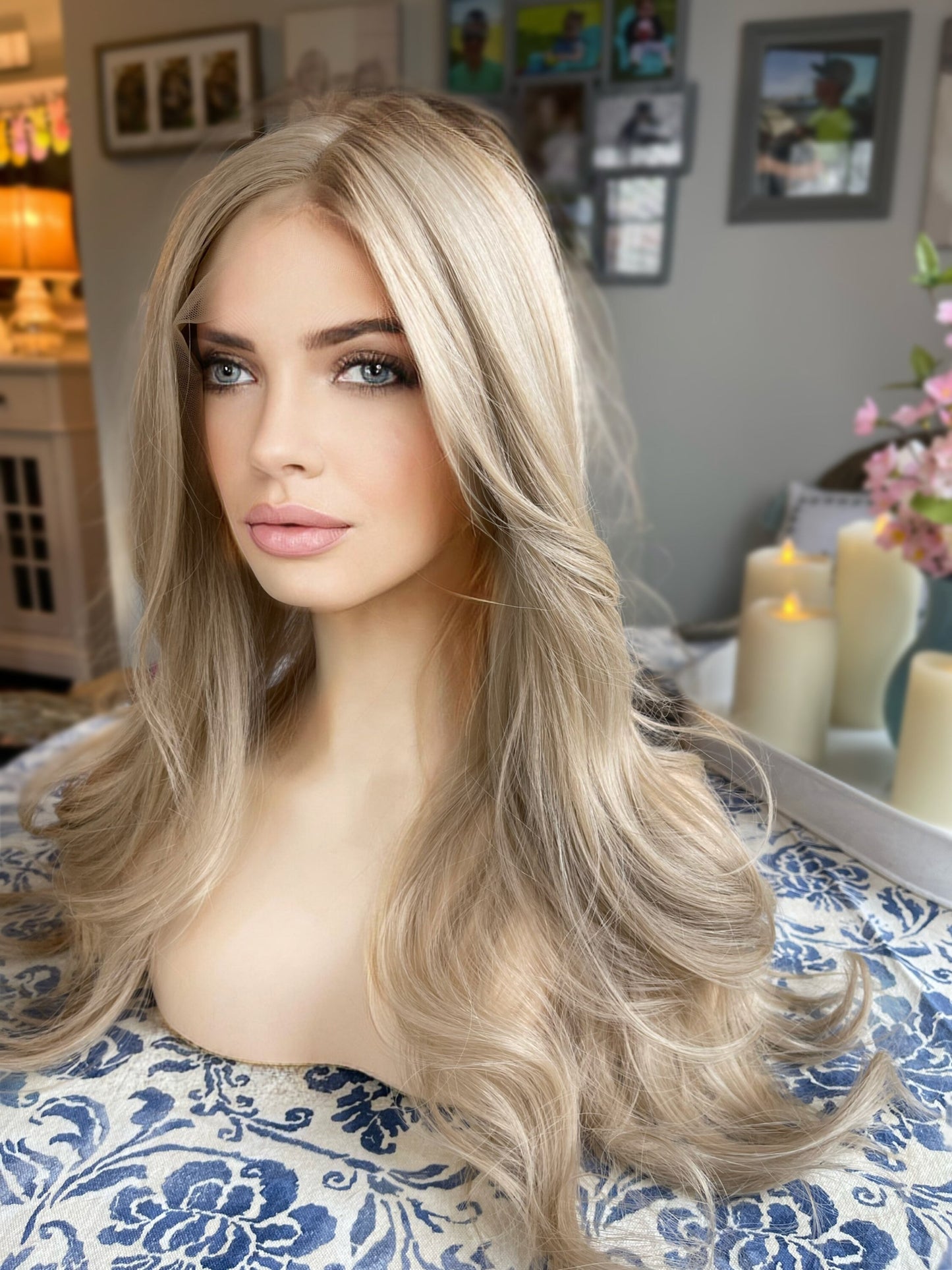 Crushing Crème Ash Blonde Wig Blonde Wig Loose Curl Hand Tied Lace-front Wig Chemo Alopecia Custom Wig